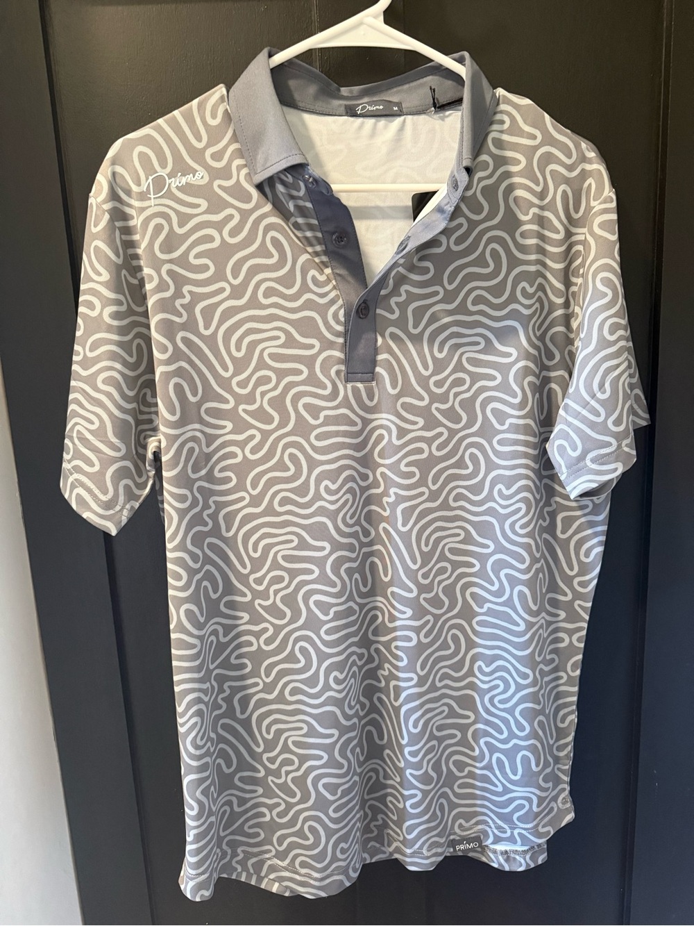 Primo Men's Grey Collar Pattern Polo